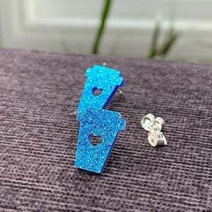 Sparkly Blue Coffee Earrings Pierced